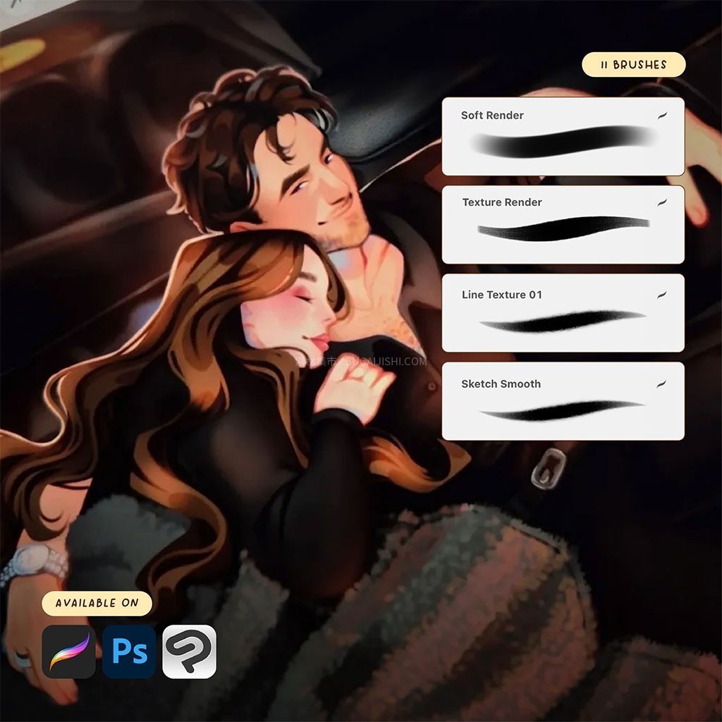 10支日常全能手绘笔刷(Procreate+PS+CSP)